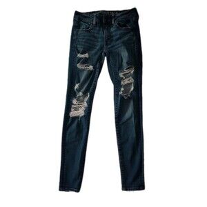 AmericanEagle Super Stretch Destroyed DistressedJegging Jeans sz 2 Juniors Women